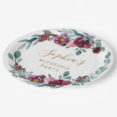 Bourgogne Bloemen Moeder's Zegen Partij Custom Papieren Bordje (Gekanteld)