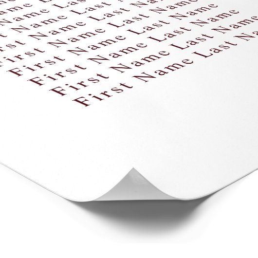 Bourgogne Bloemen Monogram Bruiloft Zitkaarten Poster (Hoek)