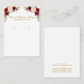 Bourgogne Bloemen Oorbel Display Goud Visitekaartje (Voorkant / Achterkant)