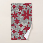 Bourgogne bloemen op lichtgrijs en wijnstokken bad handdoek (Handdoek)