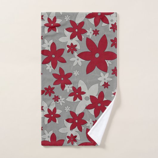 Bourgogne bloemen op lichtgrijs en wijnstokken bad handdoek (Handdoek)