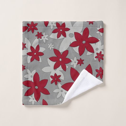 Bourgogne bloemen op lichtgrijs en wijnstokken bad handdoek (Wasdoekje)