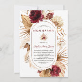 Bourgogne Bloemen Pampas Grass Bridal Tea Party Kaart (Voorkant)