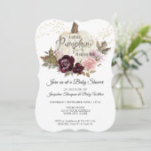 Bourgogne Bloemen Pompoen Roze Goud Baby Meisje Do Kaart (Staand voorkant)