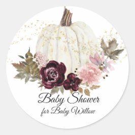 Bourgogne Bloemen Pompoen Roze Goud Baby Meisje Do Ronde Sticker