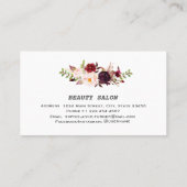 Bourgogne Bloemen Professionele Make-up Haarstijl Visitekaartje (Achterkant)