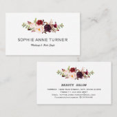 Bourgogne Bloemen Professionele Make-up Haarstijl Visitekaartje (Voorkant / Achterkant)