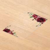 Bourgogne bloemen, rode bloemen, Florale bruiloft Acryl Uitnodigingen (Laagn)