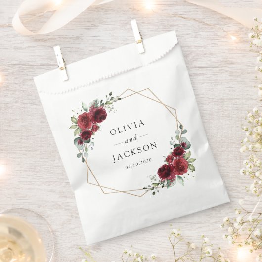 Bourgogne bloemen, rode bloemen, Florale bruiloft Bedankzakje (Geknipt)