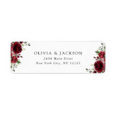 Bourgogne bloemen, rode bloemen, Florale bruiloft Etiket (Voorkant)