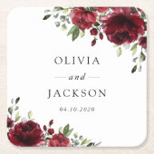 Bourgogne bloemen, rode bloemen, Florale bruiloft Kartonnen Onderzetters (Voorkant)