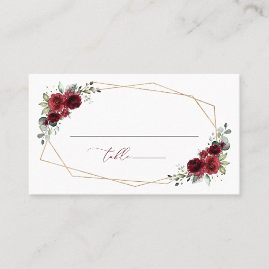 Bourgogne bloemen, rode bloemen, Florale bruiloft Plaatskaartje (Voorkant)