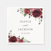 Bourgogne bloemen, rode bloemen, Florale bruiloft Servet (Voorkant)