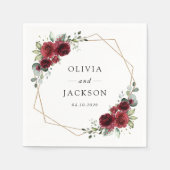 Bourgogne bloemen, rode bloemen, Florale bruiloft Servet (Voorkant)