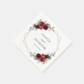 Bourgogne bloemen, rode bloemen, Florale bruiloft Servet (Hoek)