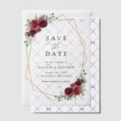 Bourgogne bloemen, rode bloemen, Florale bruiloft Vellum Uitnodigingen (Offset (Uitnodiging))