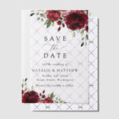 Bourgogne bloemen, rode bloemen, Florale bruiloft Vellum Uitnodigingen (Offset (Uitnodiging))