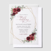 Bourgogne bloemen, rode bloemen, Florale bruiloft Vellum Uitnodigingen (Offset)