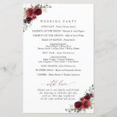 Bourgogne bloemen, rode bloemen, weddenschapsprogr (Achterkant)