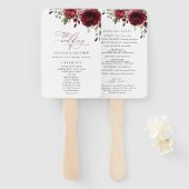 Bourgogne bloemen, rode bloemen, weddenschapsprogr handwaaier (Voorkant en achterkant)