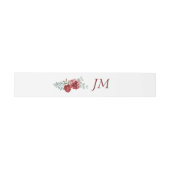 Bourgogne Bloemen Roos Bladgroen Monogram Bruiloft Uitnodigingen Wikkel (Vlak)