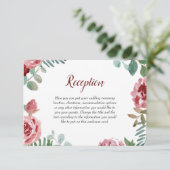 Bourgogne Bloemen Roos Foliage Bruiloft Enclosure Informatiekaartje (Staand voorkant)