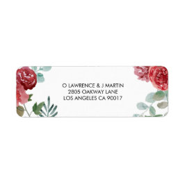 Bourgogne Bloemen Roos Foliage Bruiloft Etiket