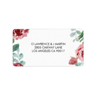 Bourgogne Bloemen Roos Foliage Bruiloft Etiket