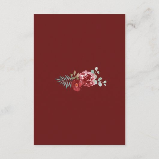Bourgogne Bloemen Roos Foliage Bruiloft Wishing We Informatiekaartje (Achterkant)