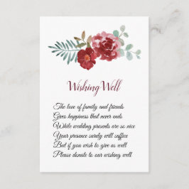 Bourgogne Bloemen Roos Foliage Bruiloft Wishing We Informatiekaartje