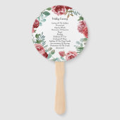 Bourgogne Bloemen Roos Foliage Trouwprogramma's Handwaaier (Achterkant)