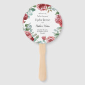 Bourgogne Bloemen Roos Foliage Trouwprogramma's Handwaaier (Voorkant)