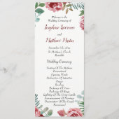 Bourgogne Bloemen Roos Foliage Trouwprogramma's Programmakaart (Voorkant)