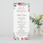 Bourgogne Bloemen Roos Foliage Trouwprogramma's Programmakaart (Staand voorkant)