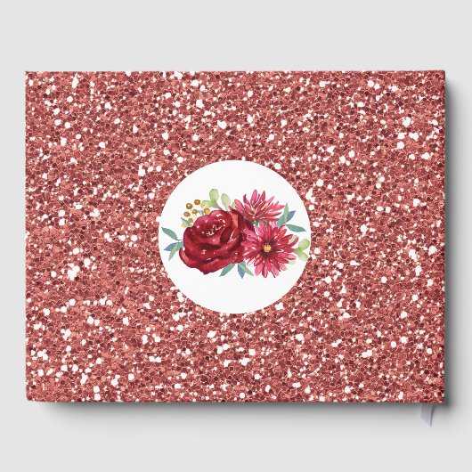 Bourgogne Bloemen Roos Goud Glitter Vrijgezellenfe Gastenboek (Achterkant)