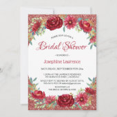 Bourgogne Bloemen Roos Goud Glitter Vrijgezellenfe Kaart (Voorkant)