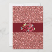 Bourgogne Bloemen Roos Goud Glitter Vrijgezellenfe Kaart (Achterkant)