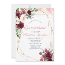 Bourgogne Bloemen Roos Goud Quinceañera Verjaardag