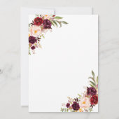 Bourgogne Bloemen Roos Goud Script Vrijgezellenfee Kaart (Achterkant)