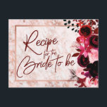 Bourgogne Bloemen & Roos Gouden Bruidsrecept Kaart<br><div class="desc">Bourgogne Bloemen & Roos Goud Marbled Elegant Winter Wedding Bride Recipe Kaarten Met trendy Hand Lettered Script lettertype! ~ Controleer mijn winkel om het hele bruiloft collectie te zien met dit ontwerp!</div>