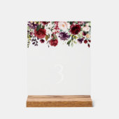 Bourgogne bloemen, roze bloemen, Boho-tabelnummers Acryl Bord (Voorkant)