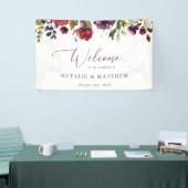 Bourgogne bloemen, roze bloemen, bruiloft welkom spandoek (Beurs)