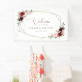 Bourgogne bloemen, roze bloemen, bruiloft welkom spandoek (Insitu)