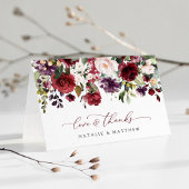 Bourgogne bloemen, roze bloemen, groen, huwelijk bedankkaart