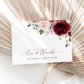 Bourgogne bloemen, roze bloemen, groen, huwelijk bedankkaart