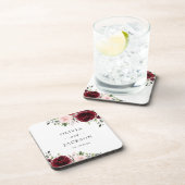 Bourgogne bloemen, roze bloemen, groen, huwelijk bier onderzetter (Rechterzijde)