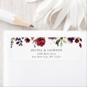 Bourgogne bloemen, roze bloemen, groen, huwelijk etiket (Insitu)