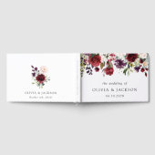 Bourgogne bloemen, roze bloemen, groen, huwelijk gastenboek (Volledig)