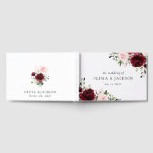 Bourgogne bloemen, roze bloemen, groen, huwelijk gastenboek (Volledig)