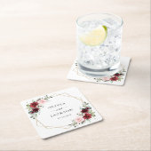 Bourgogne bloemen, roze bloemen, groen, huwelijk kartonnen onderzetters (Insitu)